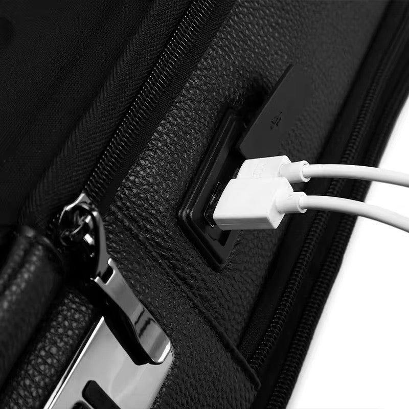 Sac à dos intelligent en cuir véritable avec système de déverrouillage par empreinte digitale et localisation gps V2211