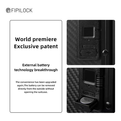 Valise de voyage intelligente avec empreinte digitale en fibre de carbone pc, valise personnalisée avec serrure TSA