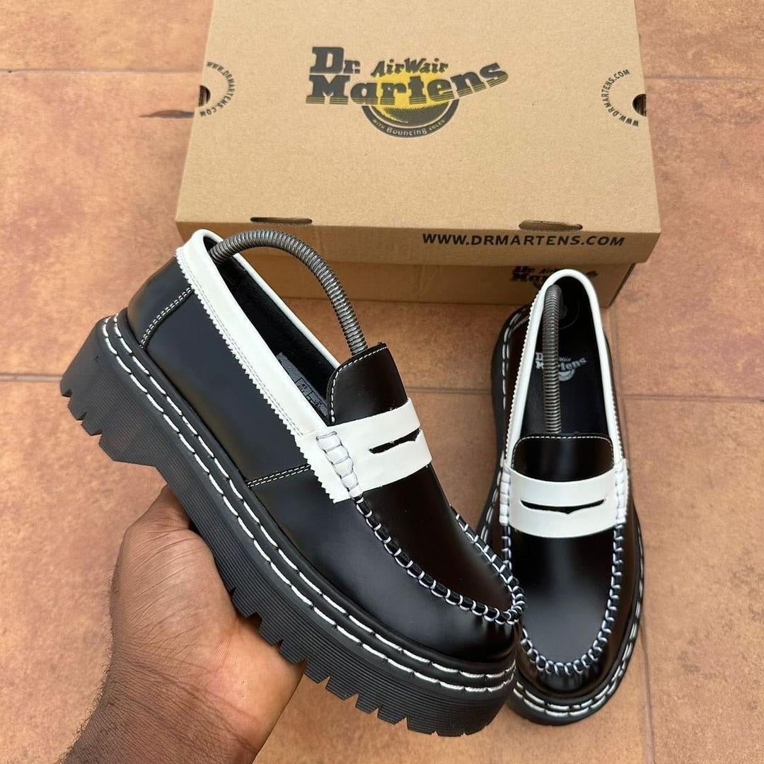 Adrian Black and white Stitch leather loafers