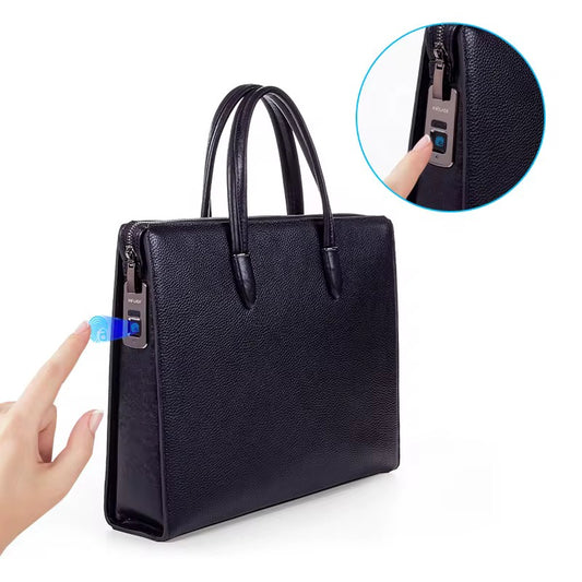 Sac à  main d’affaire intelligent en cuir véritable avec serrure à empreinte digitale