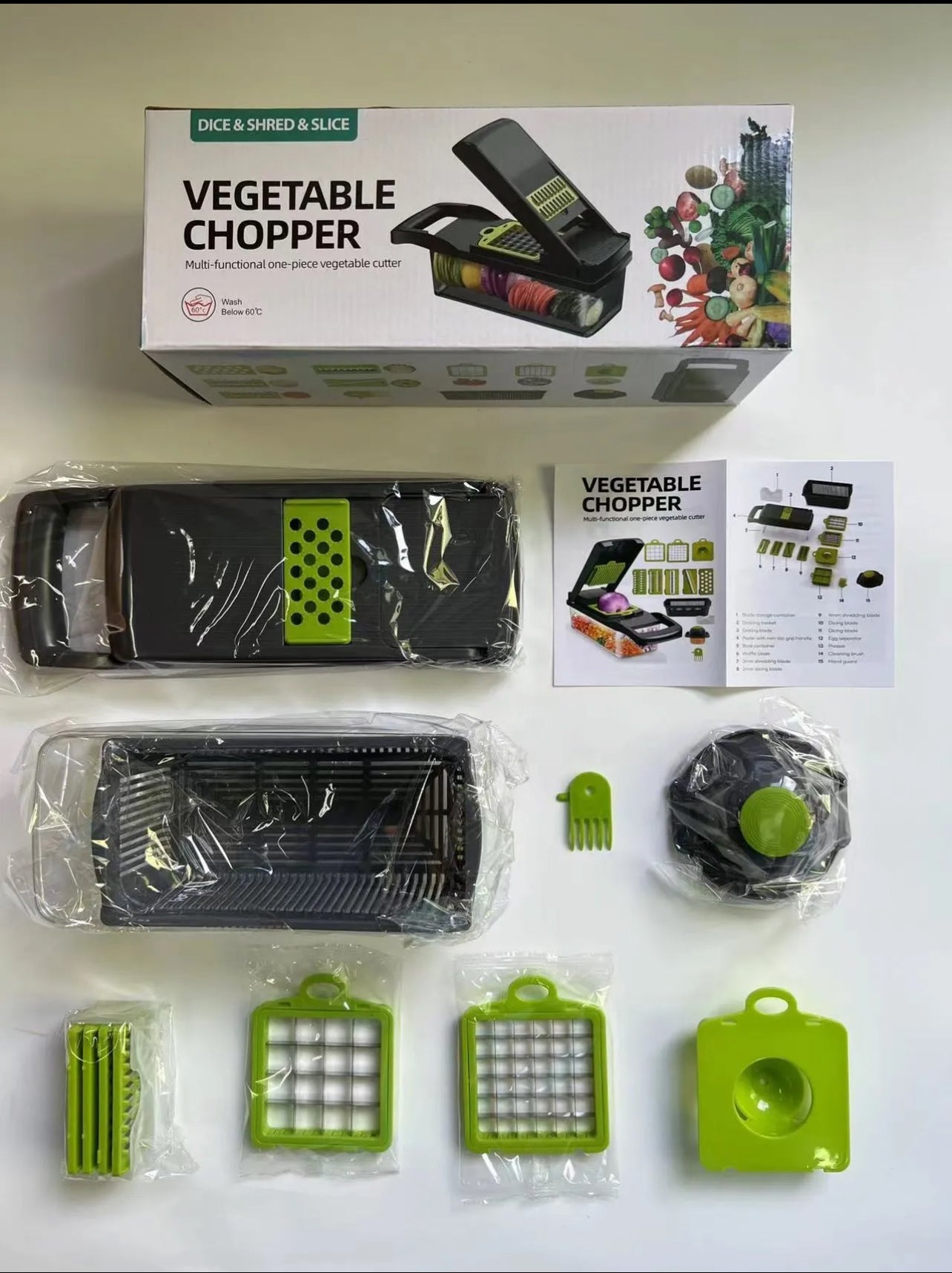 Trancheuse à Mandoline manuelle 14 en 1, hachoir à légumes, cuisine multifonctionnelle, oignon, coupe-légumes manuel