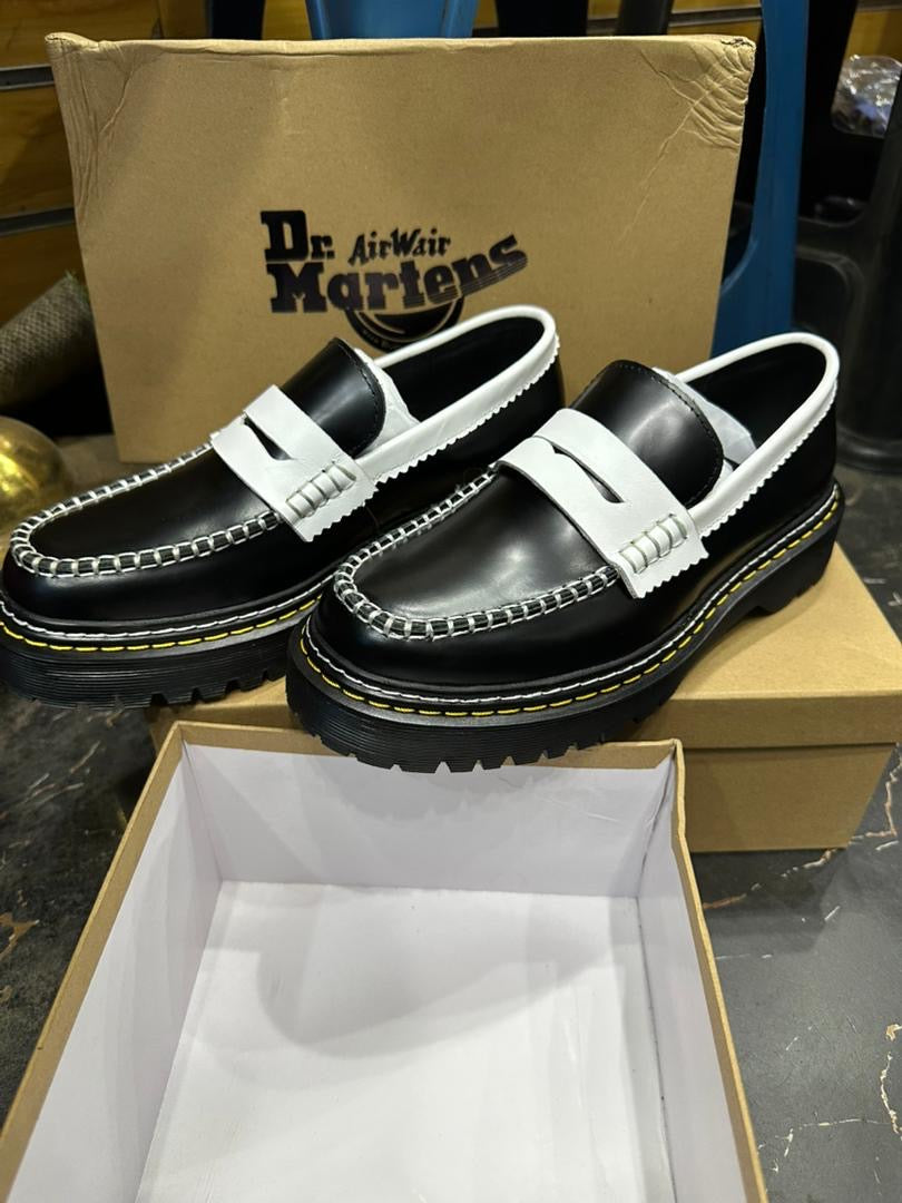 Adrian Black and white Stitch leather loafers