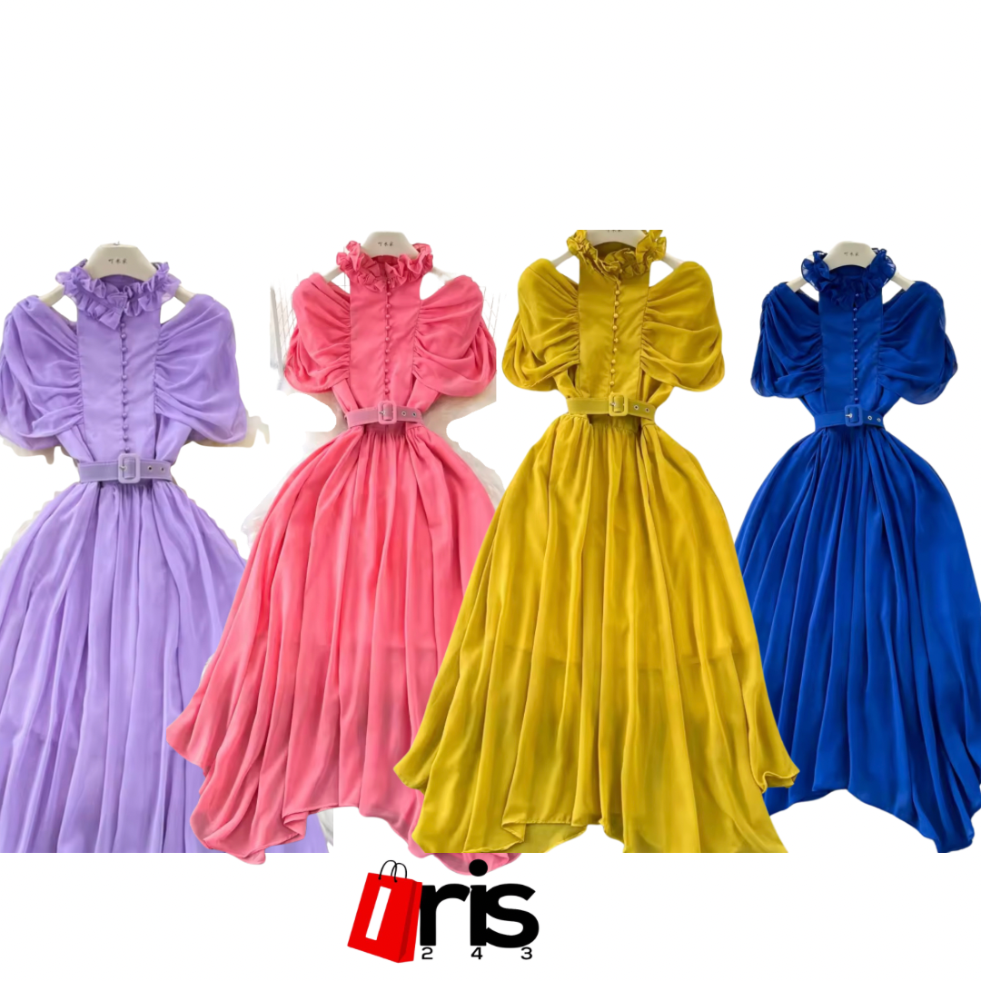 Robe évasé avec plis de taille