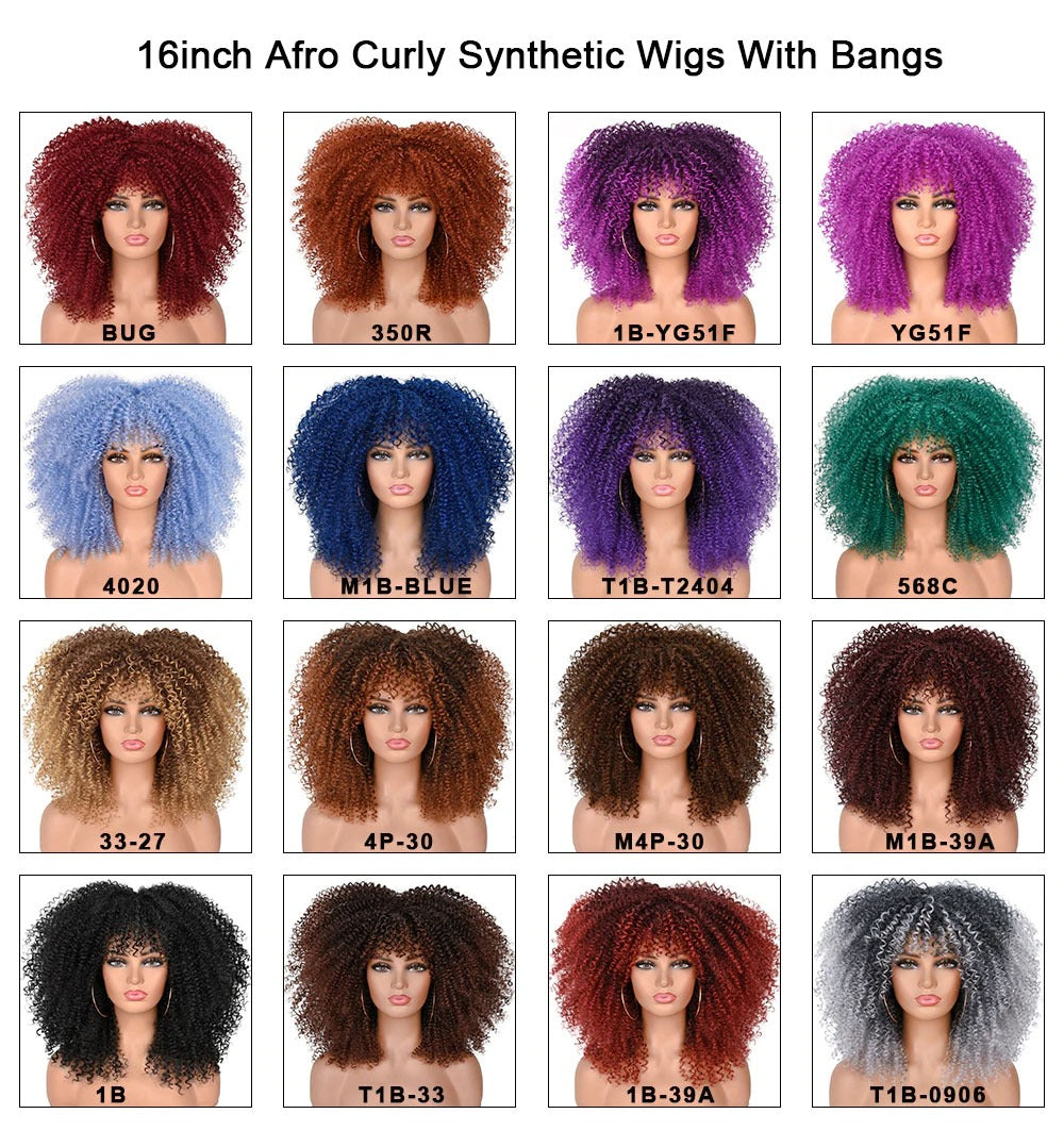 Afro curly synthetic wig 16 inch