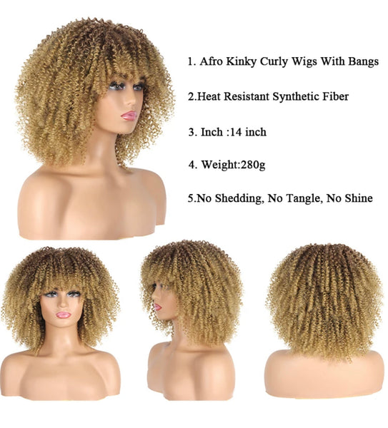 Afro curly synthetic wig 16 inch